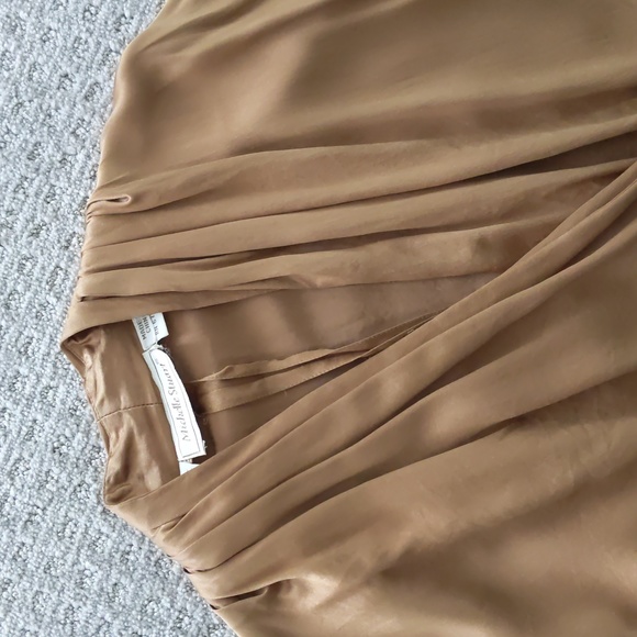 STUNNING Vintage 80s Michelle Stuart Gold/Copper Silk Double Button Blouse, Sz 6 - Picture 2 of 8